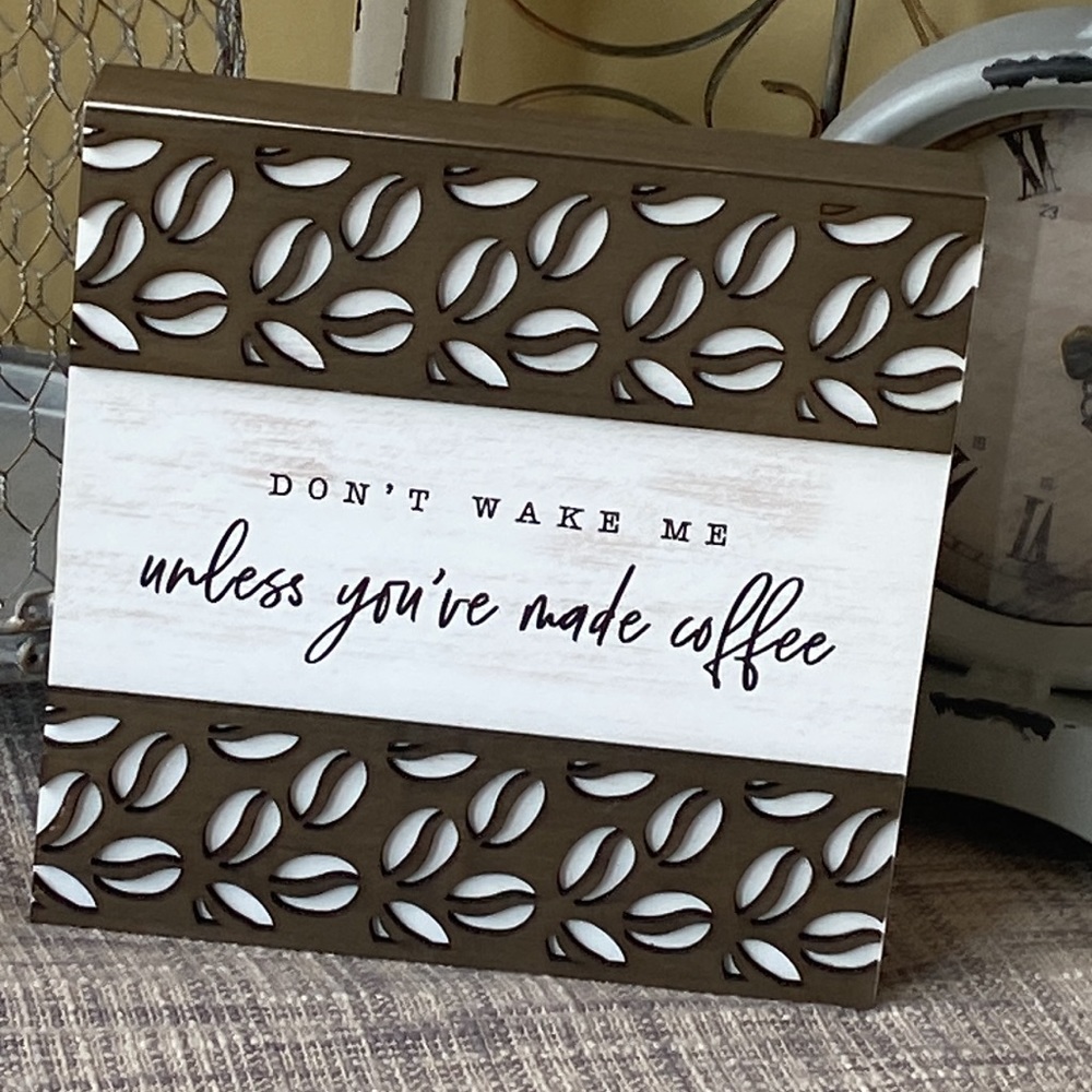 NEW! ☕️ Shabby Chic Cottage Farmhouse Coffee Bar Rustic Wood Coffee Sign